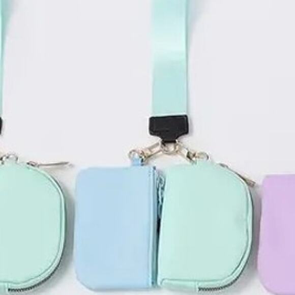 Double Dual Nylon Pouch Wallet Detachable Wristlet Aqua Light Blue - Picture 1 of 6